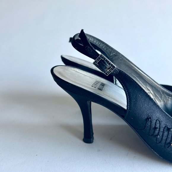 Stuart Weitzman Black Fabric Point Toe Heels size 8.5 - Picture 13 of 14